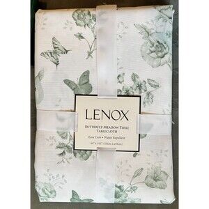 Lenox Green Butterfly Meadow Toile NEW Tablecloth 60” X 102” Water Resistant